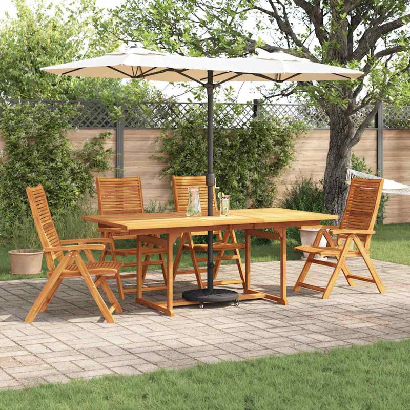 Solid Wood Patio Dining Set Table,, 74cm H x 200cm W x 100cm D, 4