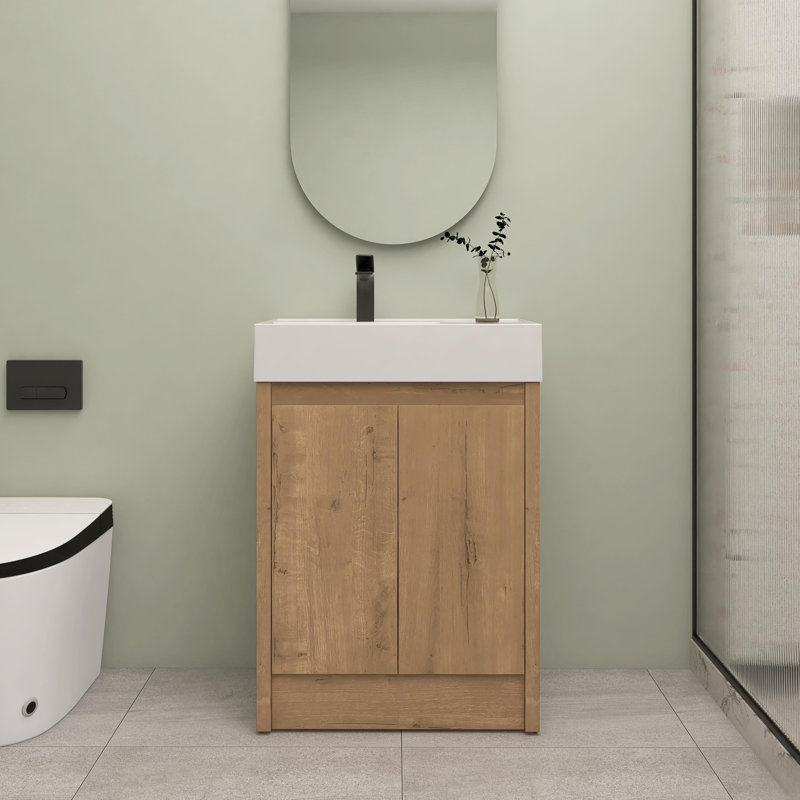 Meuble-lavabo simple 23,64 po avec plateau en résine Dereka