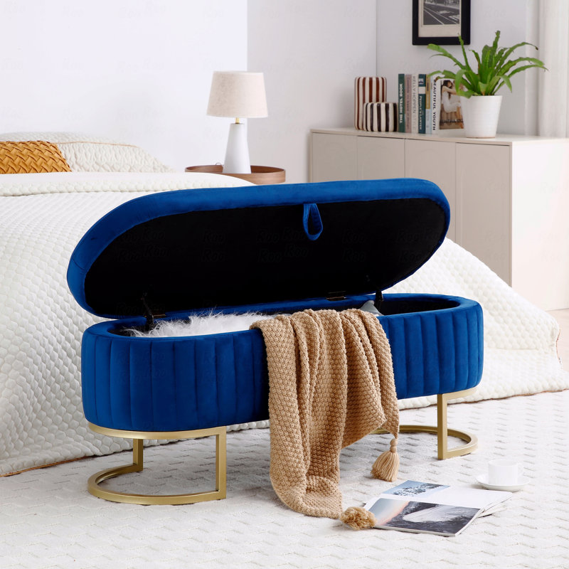 Banc de rangement de chambre, Bleu