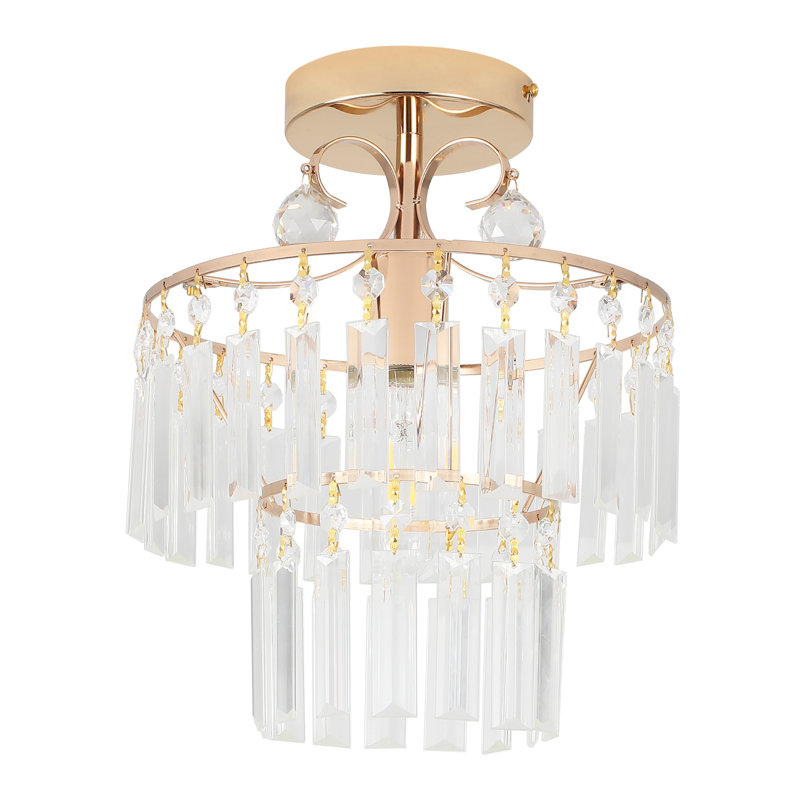 Zayley 1-Light Semi Flush Mount 2 Tiered Crystal Chandelier