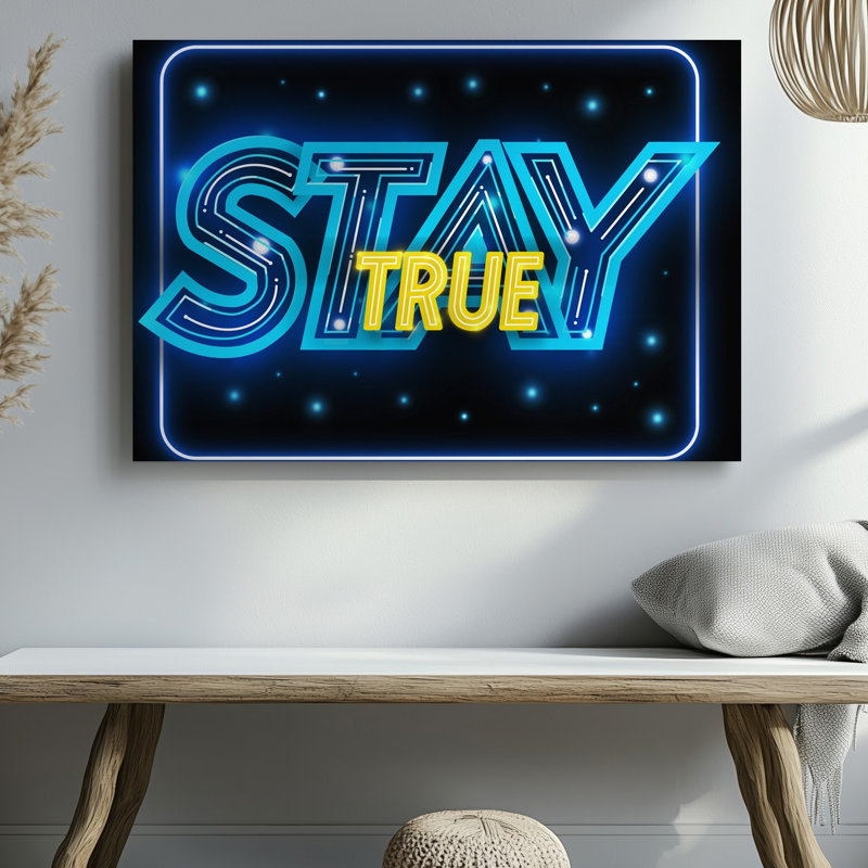 Toile, conception graphique sur le thème néon, H 20 po x l 30 po