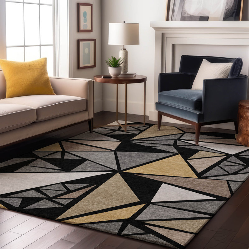 Premium Machine Washable Ketterer AMF1039 Geometric Rug, Rectangle 10' x 14'