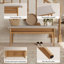 Banc en bois massif minimaliste avec coussin en lin amovible Addisin-1801540504