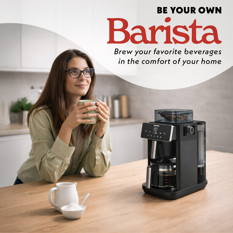 Gourmia 10 Cup Grind and Brew Coffee Maker, Burr Grinder, Programmable, Auto Shut Off, Black
