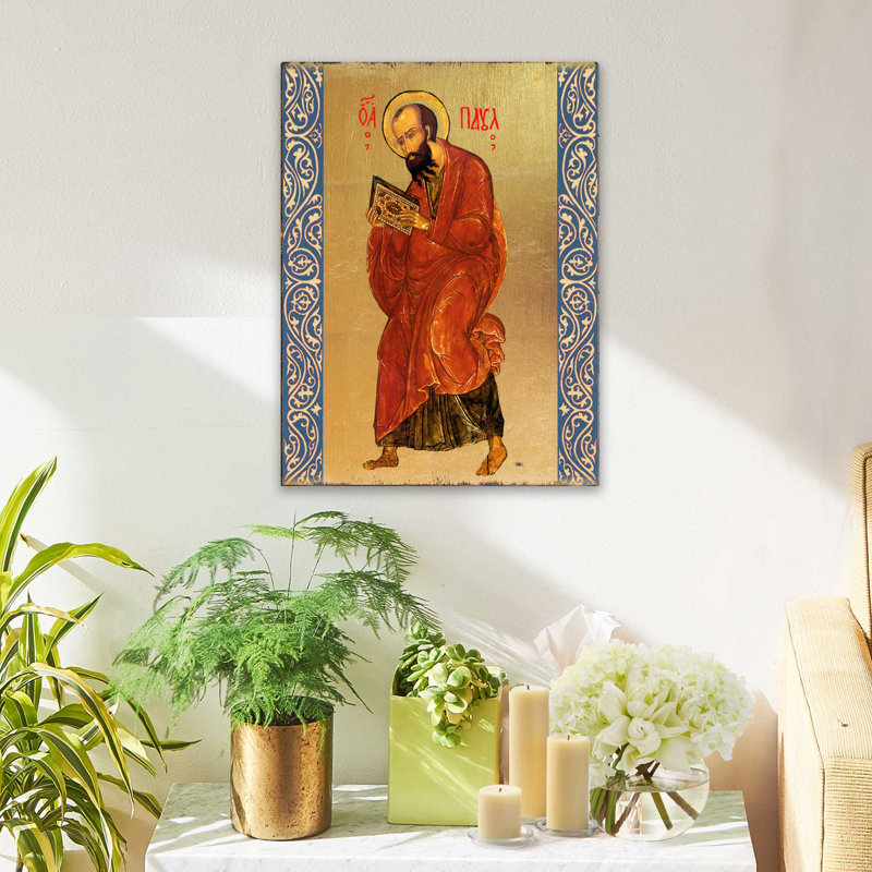 « inspirational icon saint paul », peinture en bois