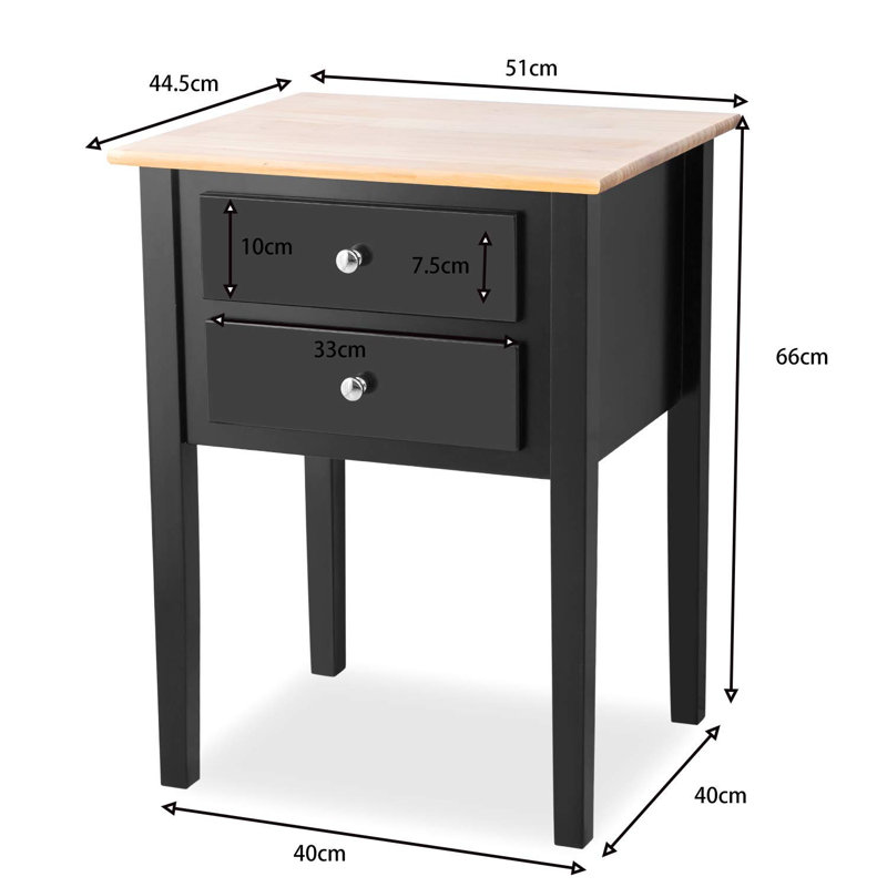 Payakumbuh 40cm W Bedside Table, Black