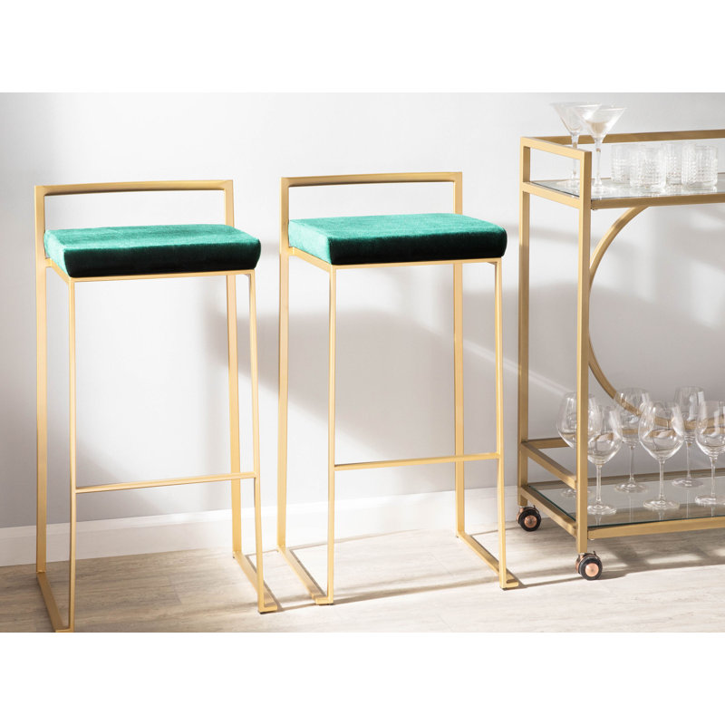 Tabouret de bar et de comptoir empilable Ernestine, Tabouret de bar (siège d'une hauteur de 30 po), Vert/doré
