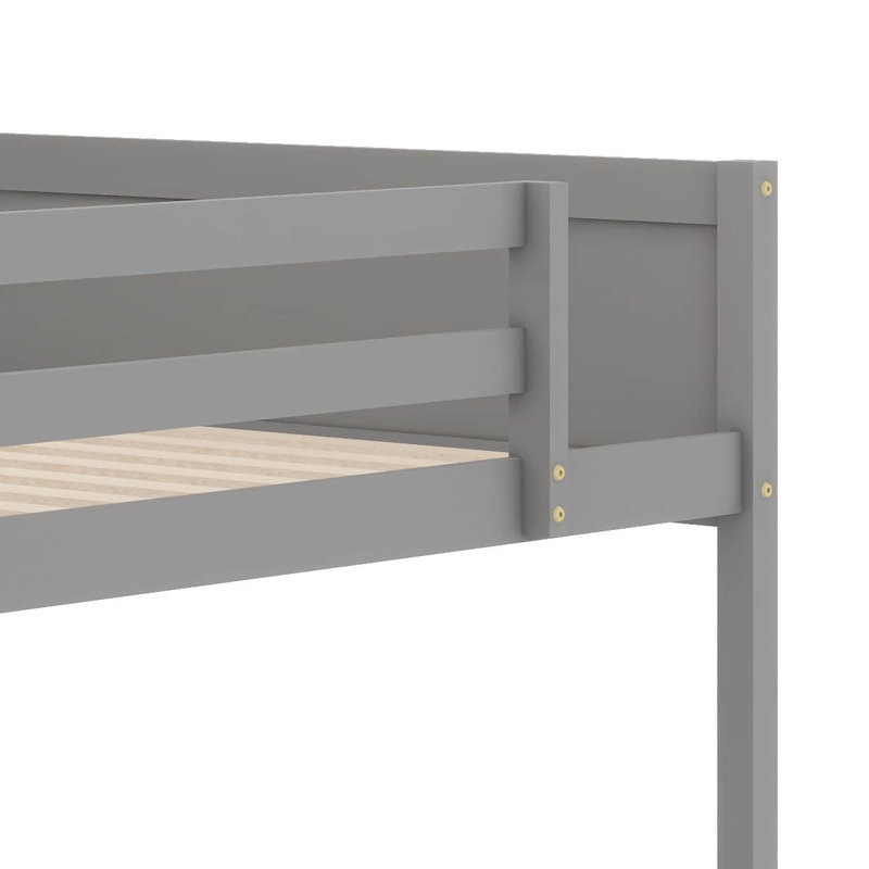 Un lit bas en bois double avec une échelle, gris