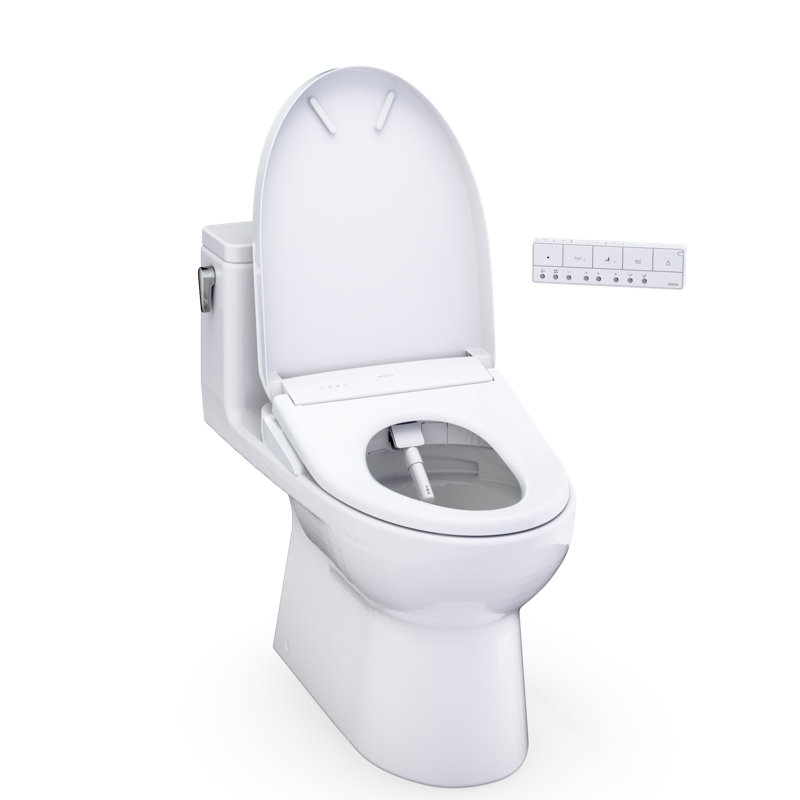 TOTO Redington WASHLET+ S7 One-Piece Elongated 1.28 GPF Auto Flush Universal Height Toilet with CEFIONTECT, Cotton White - MW6724726CEFGA#01