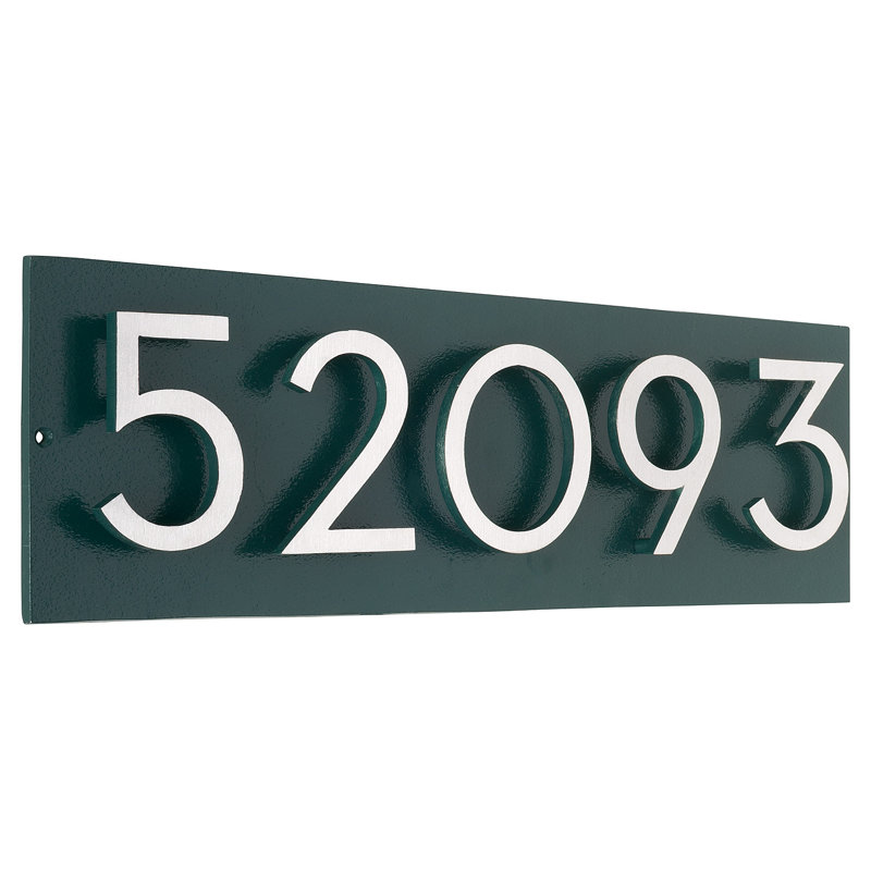 Plaque d’adresse murale sur 1 ligne flottante, Vert forêt, Nickel satiné deux tons, Oui