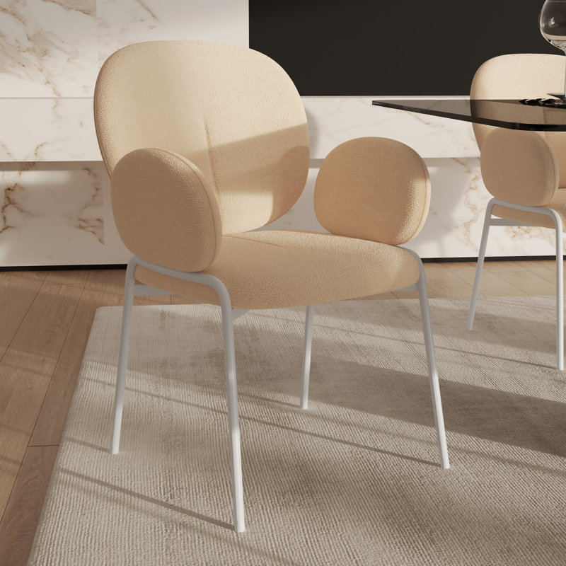 Chaise de salle à manger Amelia Modern Boucle, Beige, Simple, Blanc