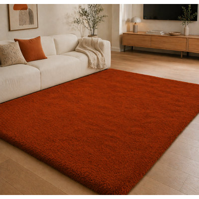 Solid Colour Machine Tufted Shag Area Rug