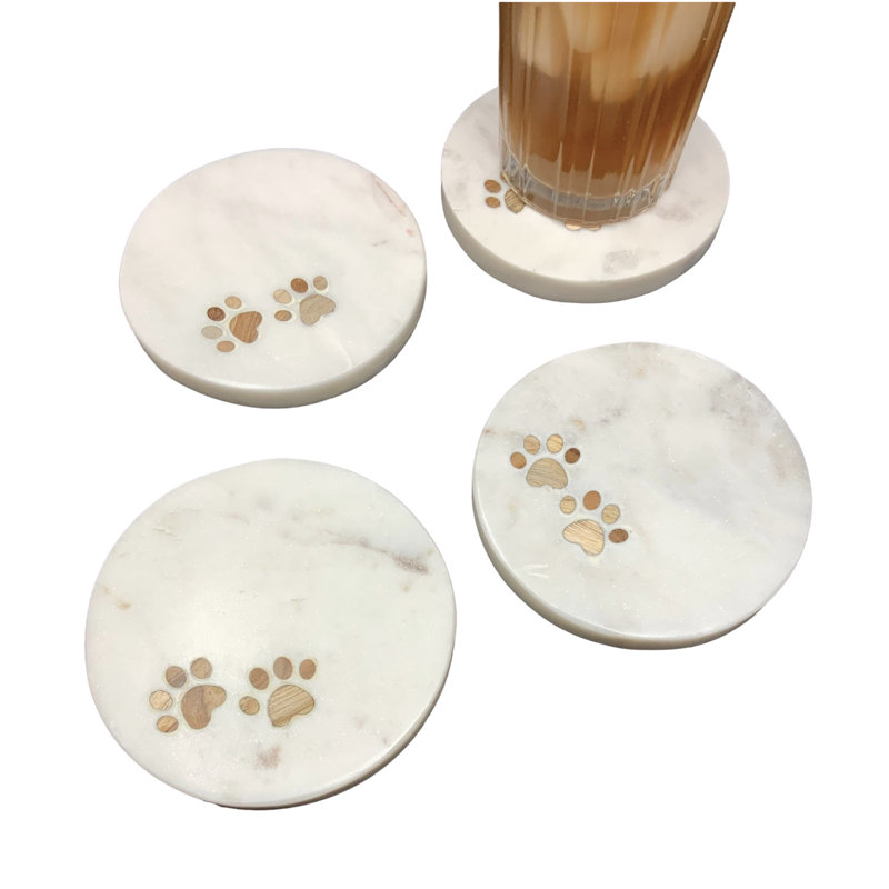 Ensemble de 4 sous-verres en marbre Paw