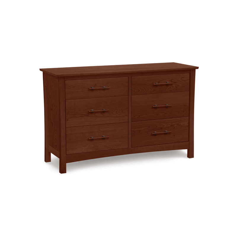 Commode double en bois massif à 6 tiroirs Monterey, Cerise cognac