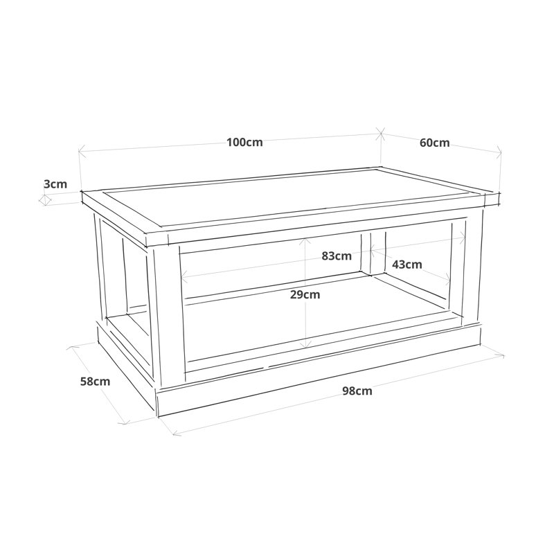 Harman Frame Coffee Table with Storage, Off-White/Pine Top