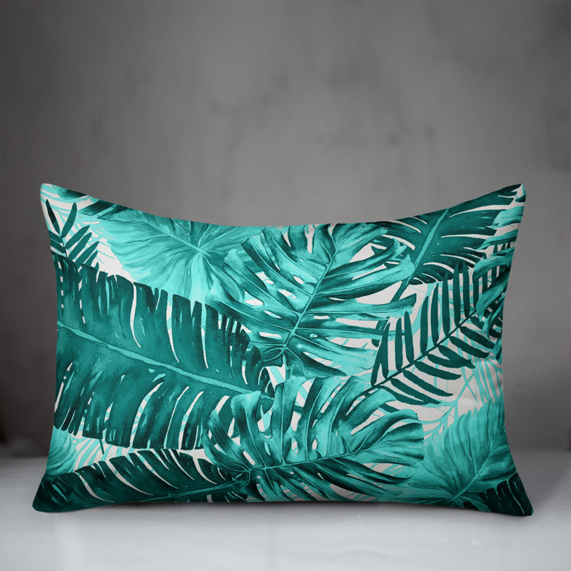  Coussin lombaire intérieur / extérieur Palm Leaf, Polyester / Bourre en polyester, Blanc / firozi