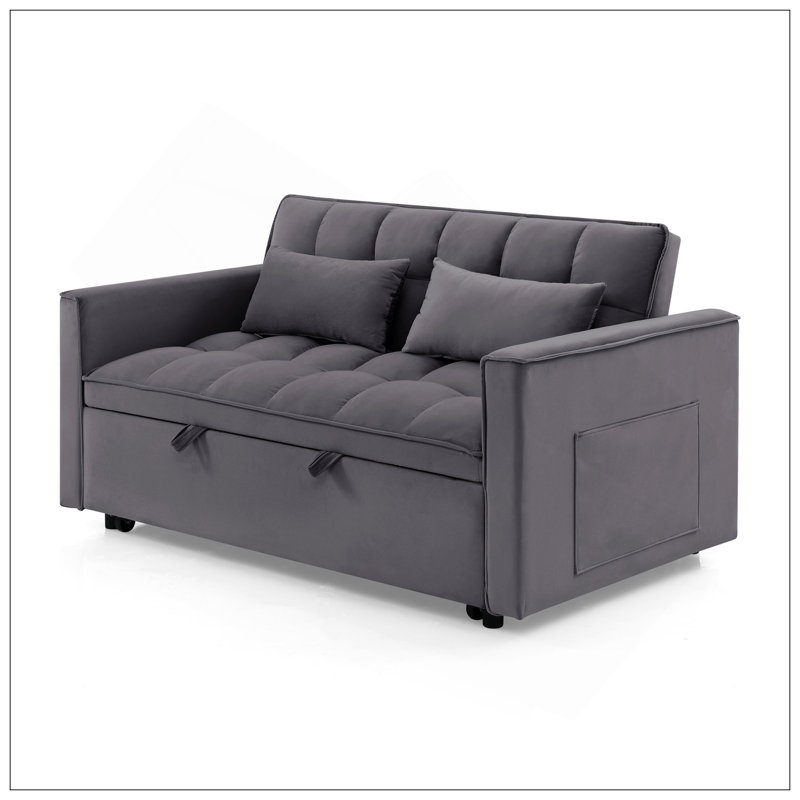 54,33 po Canapé-lit pliable polyvalent en 3 longueurs, canapé-lit moderne, canapé-lit en velours, dossier réglable