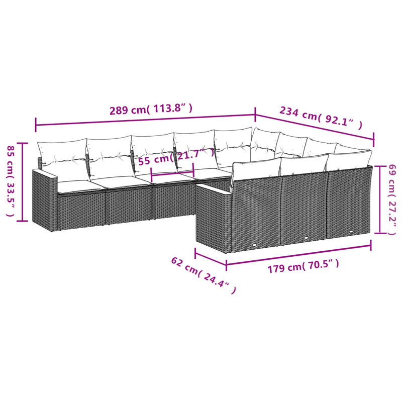  Ensemble de canapé de jardin beige