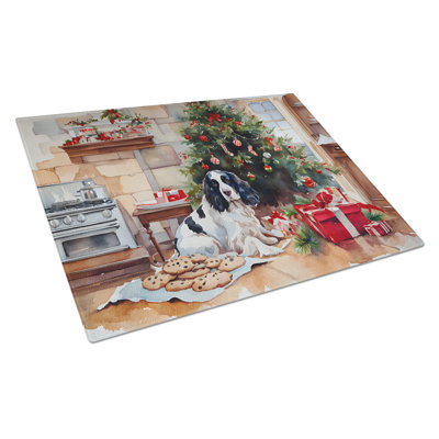 English Springer Spaniel Christmas Cookies Glass Cutting Board