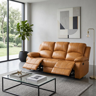 Aspen Ginger Vegan Leather Manual Recling Sofa