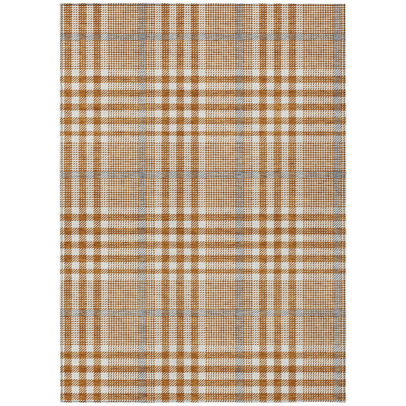 Paprika Plaid Flat Woven Synthetic Indoor/Outdoor Rug