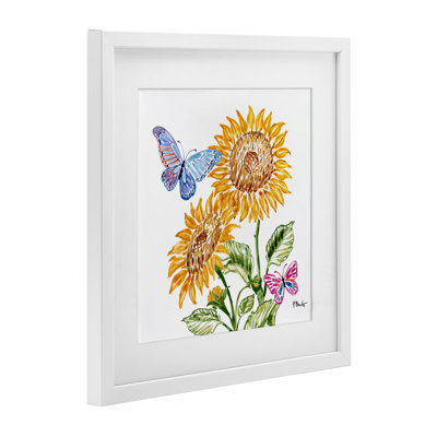 «Brushstroke Sunflowers & Butterflies», reproduction encadrée sous verre, conception de Paul Brent