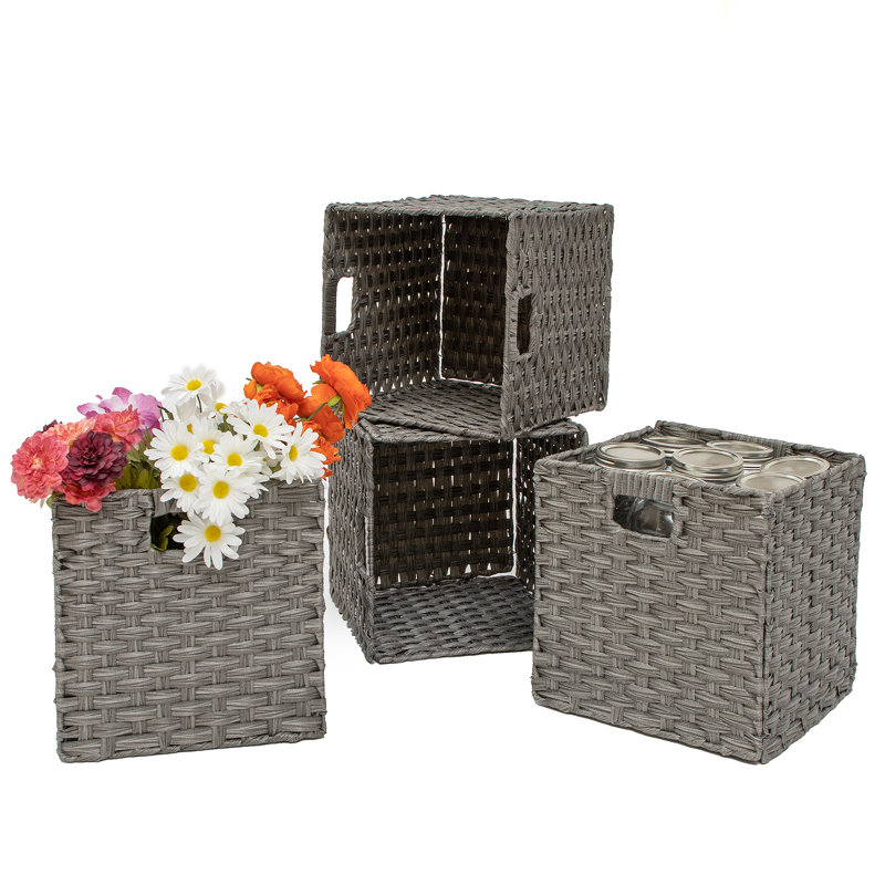 Bayou Breeze Myrth Wicker Decorative Basket, Gray