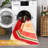 5x7 Area Rug, Machine Washable Colorful Area, Non Slip Rug for Living Room, Indoor Non-Slip Carpet, Modern Minimalist Front Door Mat, Sun Accent Rug for Bedroom, Playroom, Red/Green-122814705