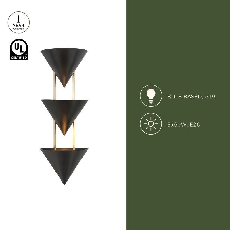 Versus 28-in Brass Wall Sconce, Brass