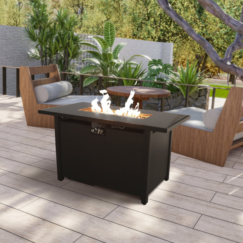 Table de foyer d'extérieur en acier avec couvercle Apisan H 25 po x l 43 po