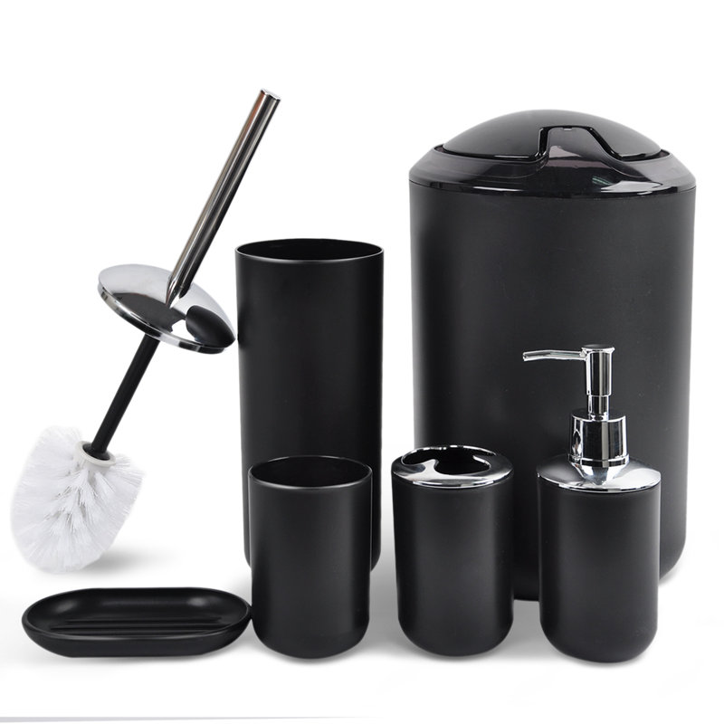 Ensemble d'accessoires de salle de bain 6 pièces Balch, Noir, noir, noir, noir
