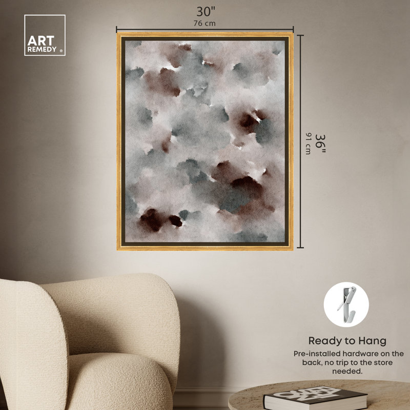 Art Remedy The Winter March, aquarelle encadrée, Boho Abstracts 56942, Encadrement doré, H 37 po x l 31 po