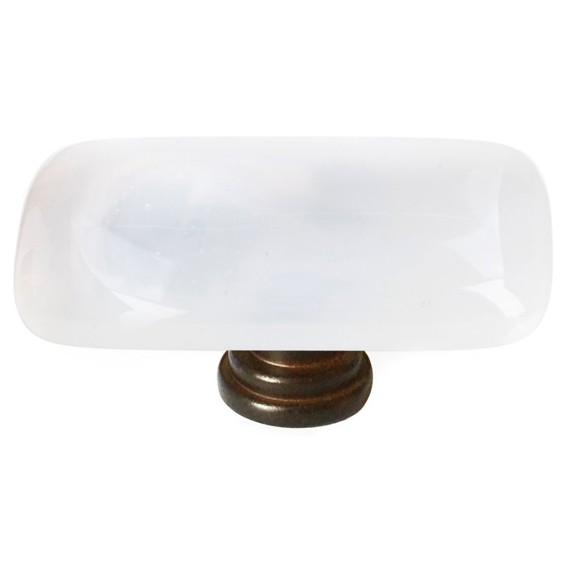 Cirrus Rectangular Knob Knob, White/Oil Rubbed Bronze