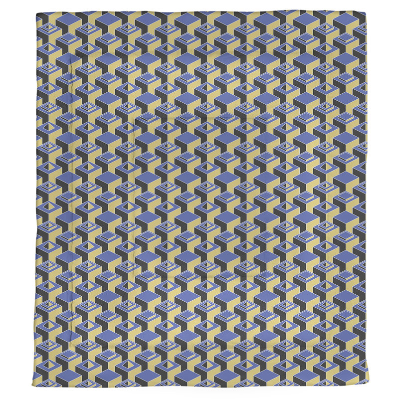 Patricia Geoffrey Polyester Comforter, King Comforter, Blue/Yellow Geometric