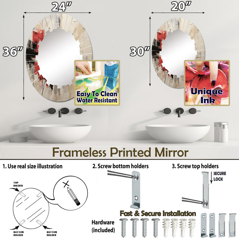 Miroir mural Dremil, 30 po x 20 po