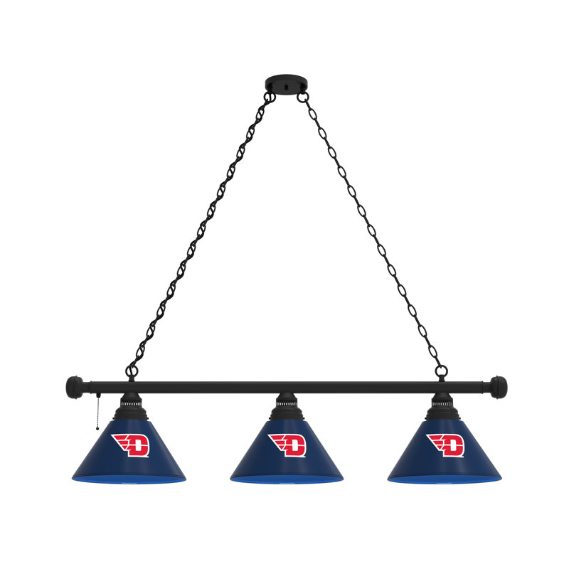 3 - Light Pool Table Lights Pendant, Black, Dayton Flyers