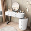 Coiffeuse moderne minimaliste avec miroir amovible et armoire d'appoint rotative, meuble-lavabo facile à assembler