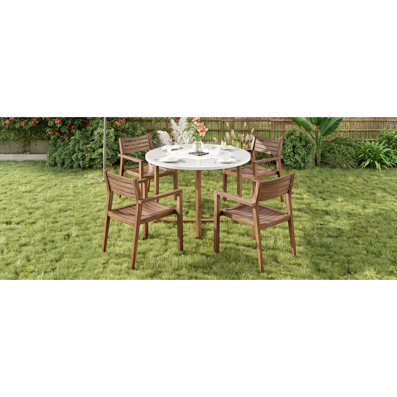Ensemble de table de salle à manger, Marron clair, Gris clair