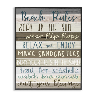 «Nautical Fun Beach Rules List Rustic Boardwalk» par Kim Allen - impression d'art textuel