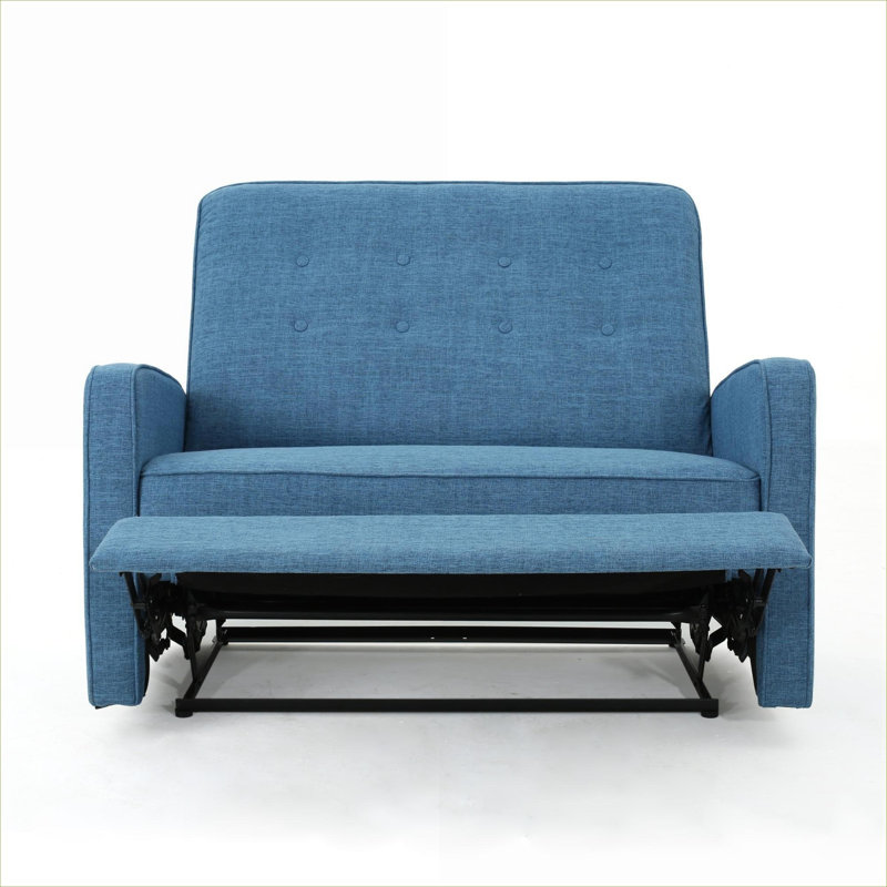 Fauteuil inclinable manuel en tissu au fini bleu par FlowLuxe pour salon, spacieux et large de 47 pouces pour une détente décontractée