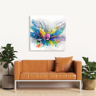 Fleur abstraite avec journal - Toile bleue
