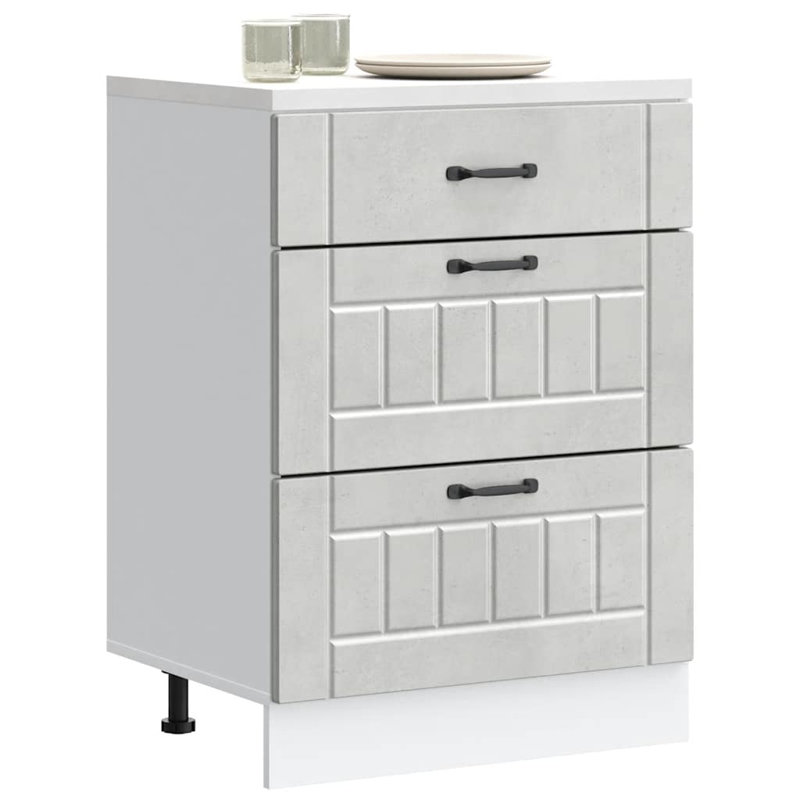 Atsabe Standard Base Cabinet, 81.5cm H x 60cm W x 46cm D, Concrete Grey