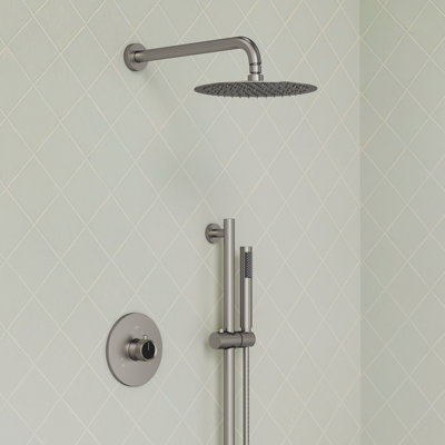 Pressure Balanced Shower System, 10" Rainfall Shower Faucet with Slide Bar And Handheld Shower Spray
