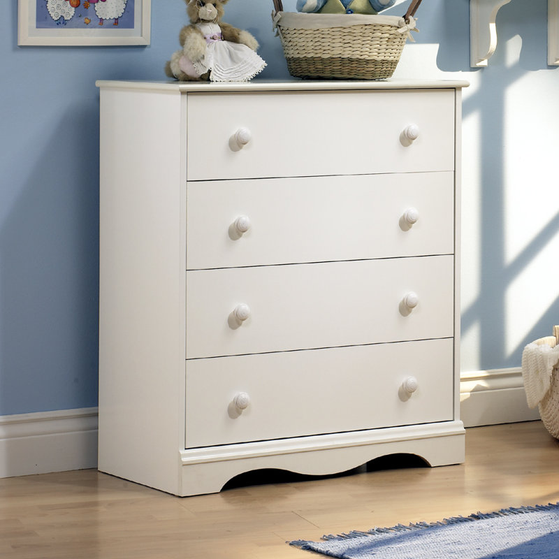 Commode à 4 tiroirs Angel, Blanc, peu robuste