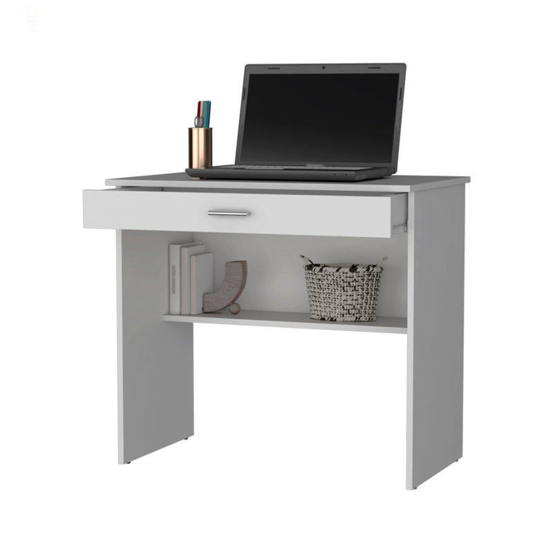 Bureau de rangement avec tiroir et tablette, Blanc
