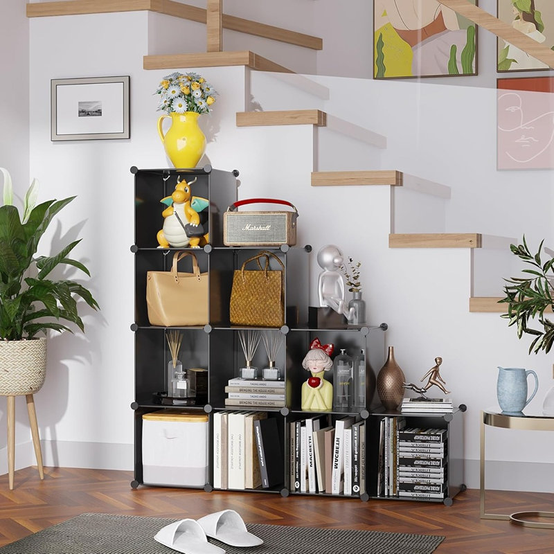Bibliothèque de rangement en plastique à 9 cubes, armoire de rangement modulaire empilable pour la maison ou le bureau