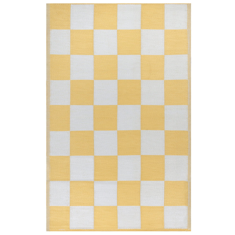 Checkerboard Rectangle 120 cm x 180 cm Flatweave Indoor / Outdoor Area Rug, Yellow