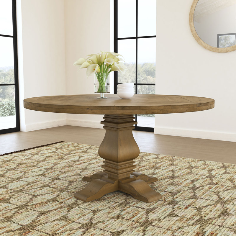 Morriston Round 60-inch Wood Dining Table Rustic Honey, Rustic Smoke