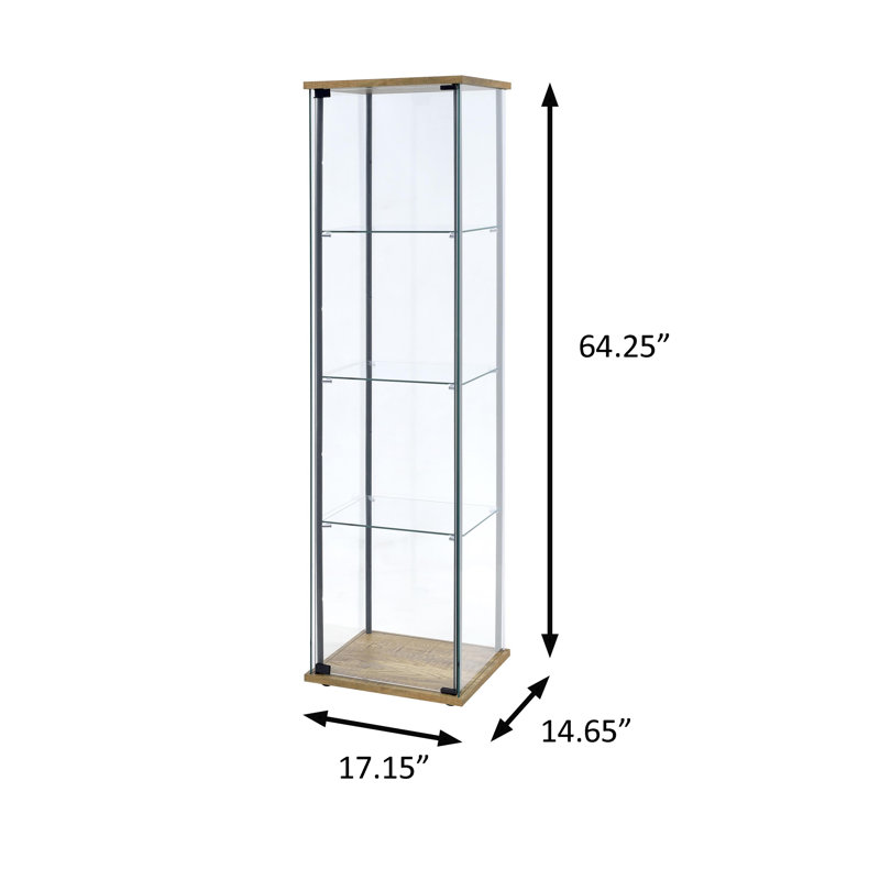 17.15" W Transitional Curio Cabinet, Brown