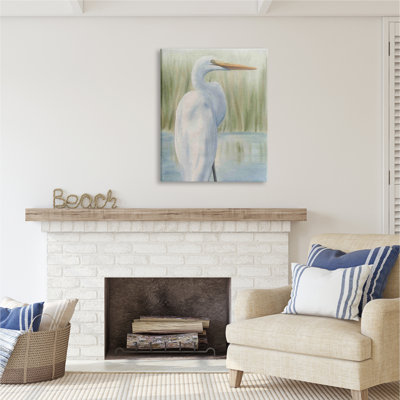 «Stupell Industries Egret Marshland», peinture encadrée sur toile flottante par Grace Popp